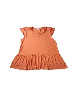 Time And Tru Womens Orange Ruffle Hem V-Neck Sleeveless Top Size XXXL (22)
